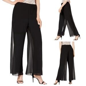 Metaphor Dress Pants Black Chiffon Palazzo Sheer Overlay Size M